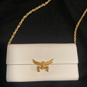 MCM White Crossbody Bag with Gold Chain